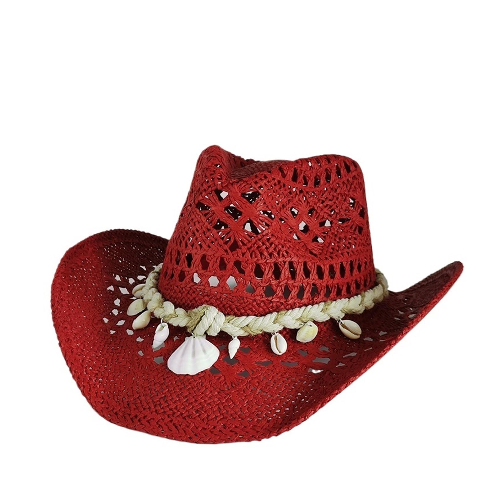 Sombrero Cowboy Sombrero de paja vaquero for mujer, sombrero rojo ala grande for fiesta, verano al aire libre, jazz for el sol Retro