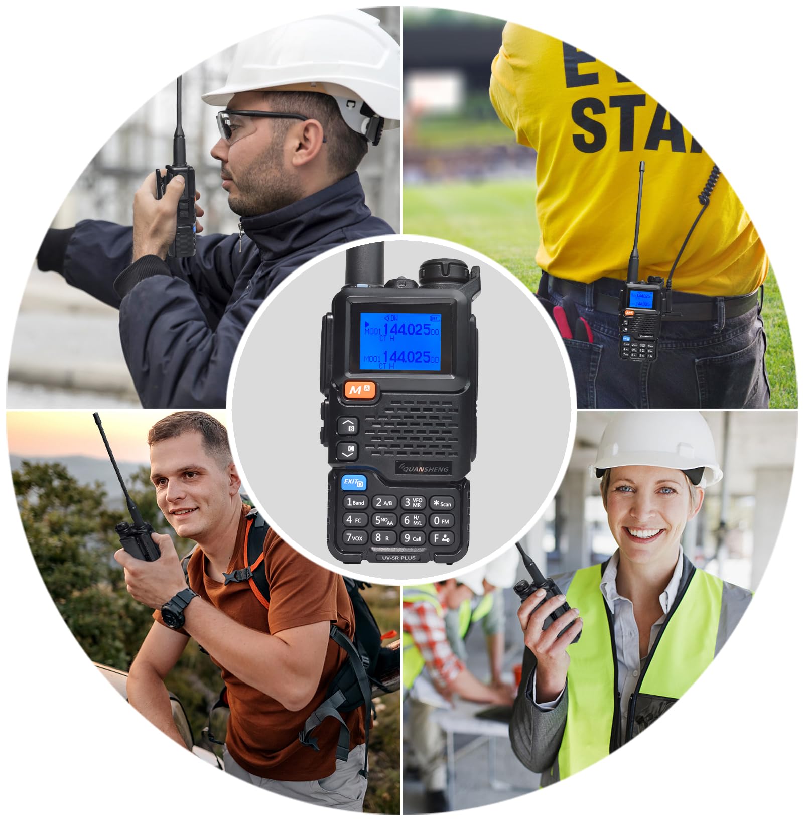 Quansheng UV5R Plus VHF UHF Portable Walkie Talkie | FM NOAA Radio bidirectionnelle pour Studio/extérieur/Voiture (avec tube transparent oreillett)