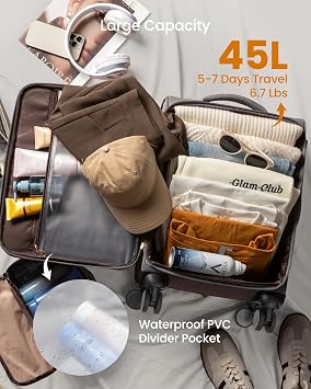LOVEVOOK 4 Pcs Carry On Luggage 22x14x9 Airline Approved 20 Inch Underseat