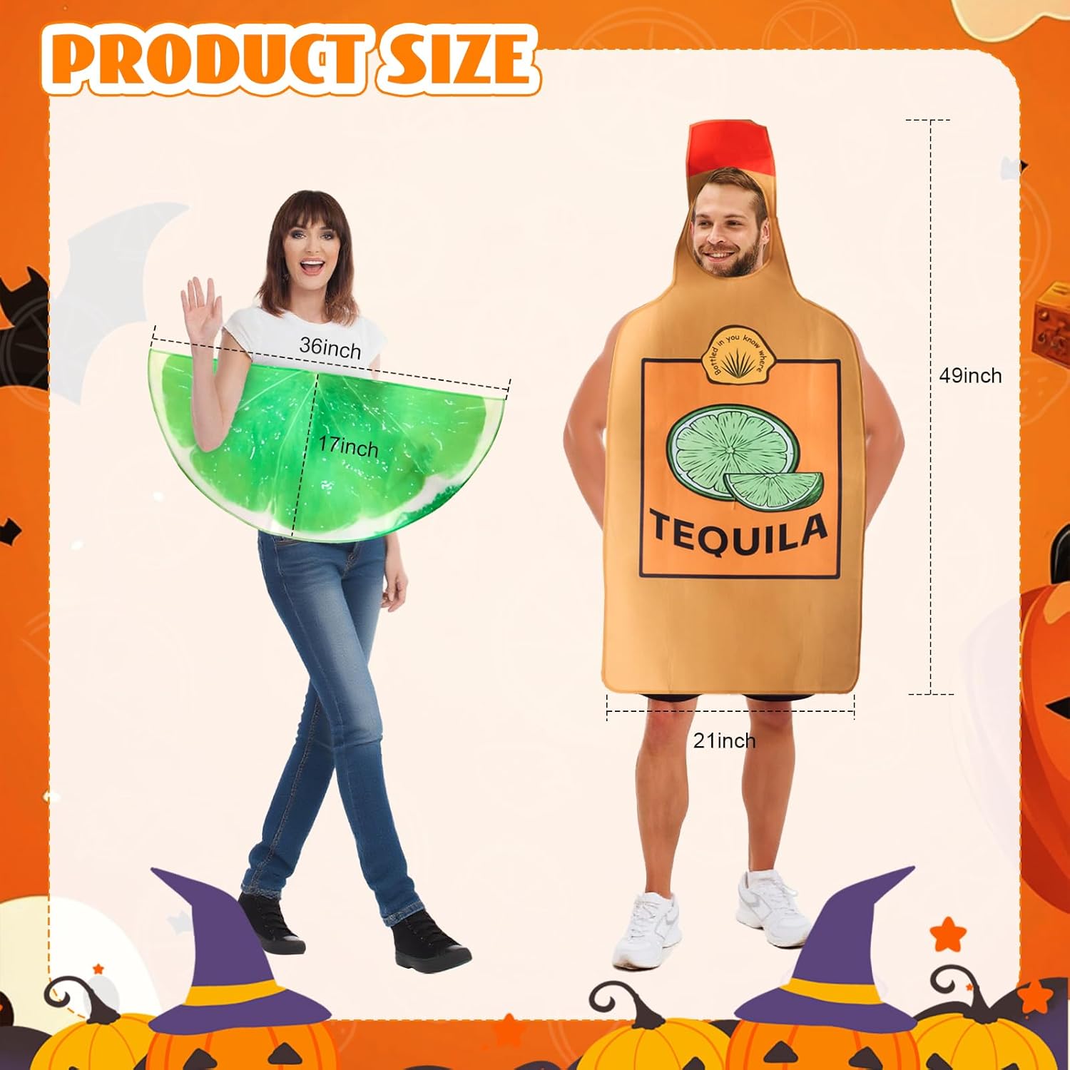Tequila and Lime Couples Costumes 2 Pcs - Couples Halloween Costumes for Adults Funny - Tequila Bottle and Lime Slice Couples Costumes for Cosplay Dress up Party - Image 2