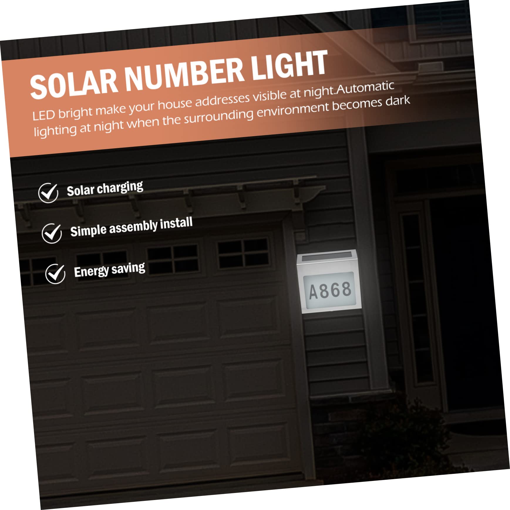 UPKOCH 1set Lampada Da Esterno Led Solare Con Numeri Indirizzo Segnaposto Per Porta Facile Installazione e Alta Luminosità Design Resistente Alle Intemperie Per Casa e Giardino