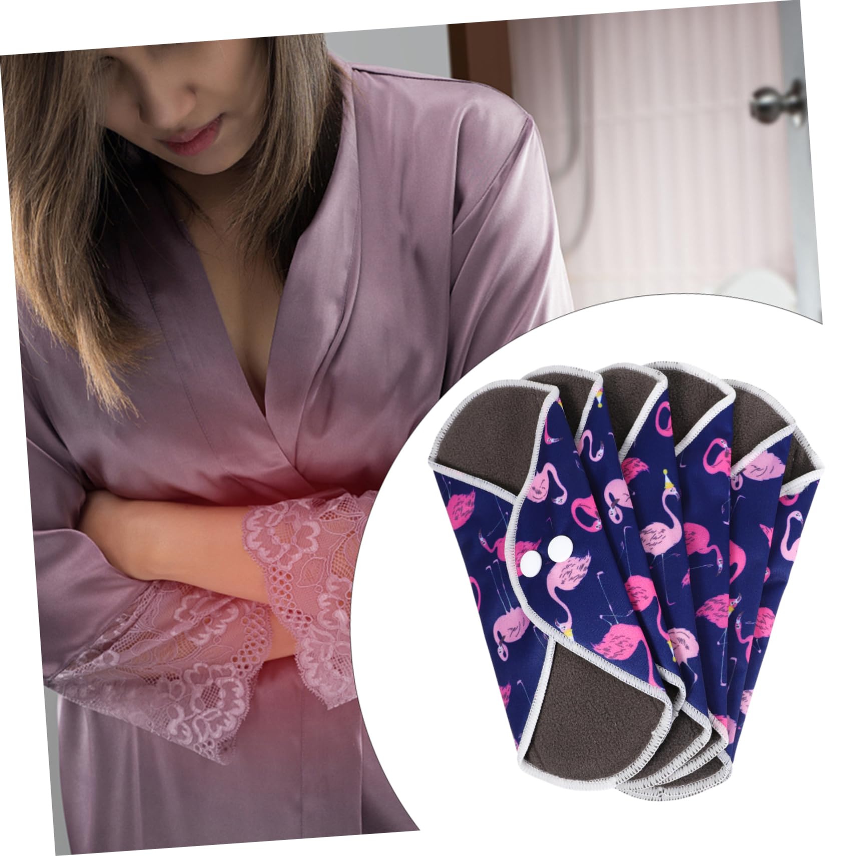 FOMIYES 3 Set Di Assorbenti Mestruali Lavabili Al Carbone Con Grazioso Beauty Case Da Viaggio