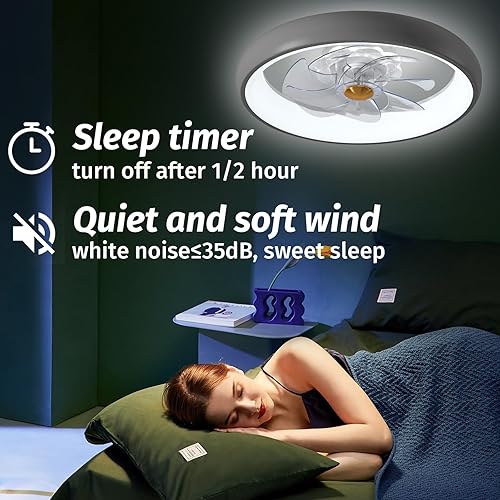Miniatura 7 de Ventilador de techo Caxsrfyk mejorado 2024 3098 ventiladores de techo blancos con aplicación de luces y control remoto, ventilador de techo moderno