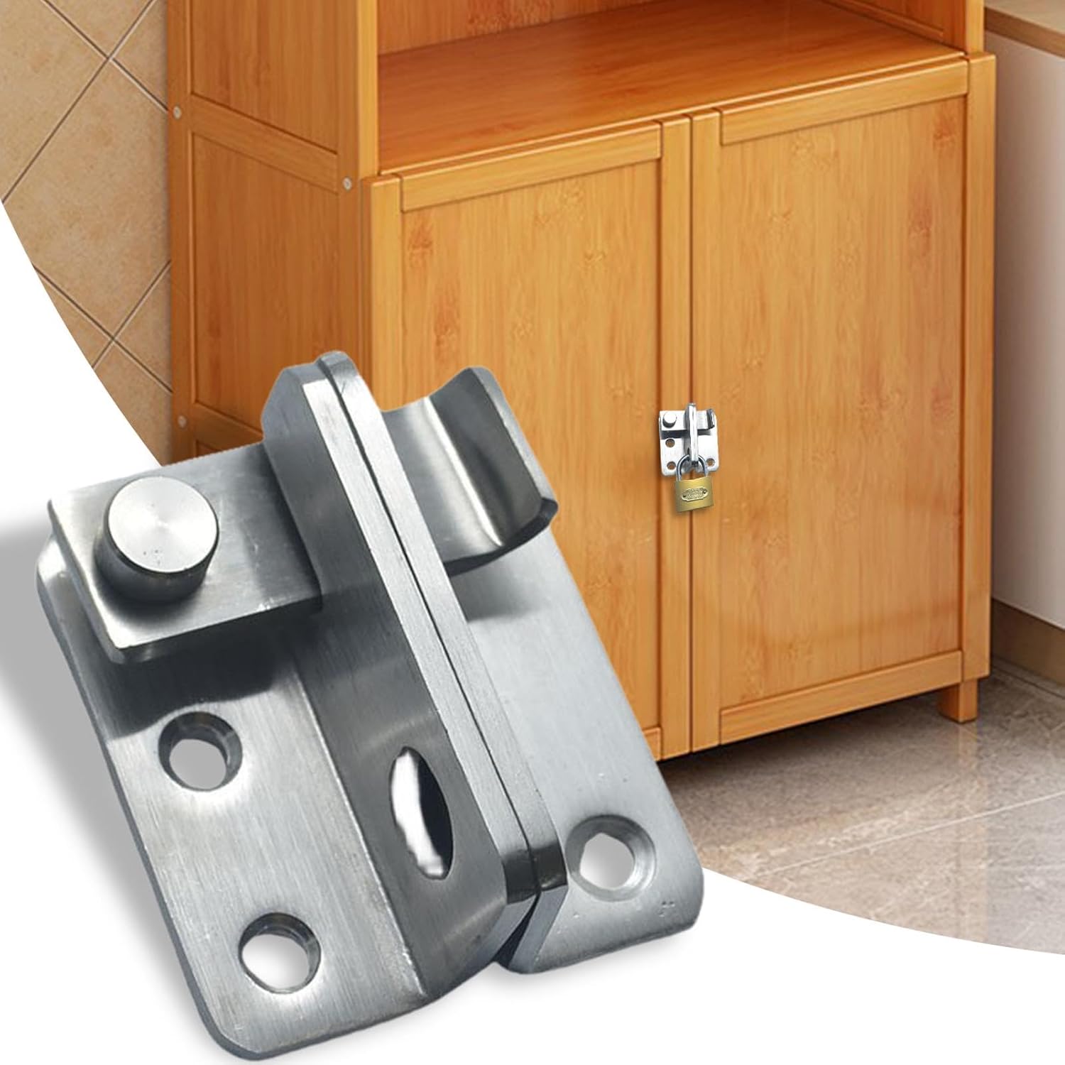 Door Locking Mechanism - Sliding Door Latch | Heavy-Duty Padlock Latch | Cabinet Security Lock | Wardrobe Door Bolt | Simple Door Lock | Latch Lock for Sliding Doors, Wardrobe Doors Cabinet Do