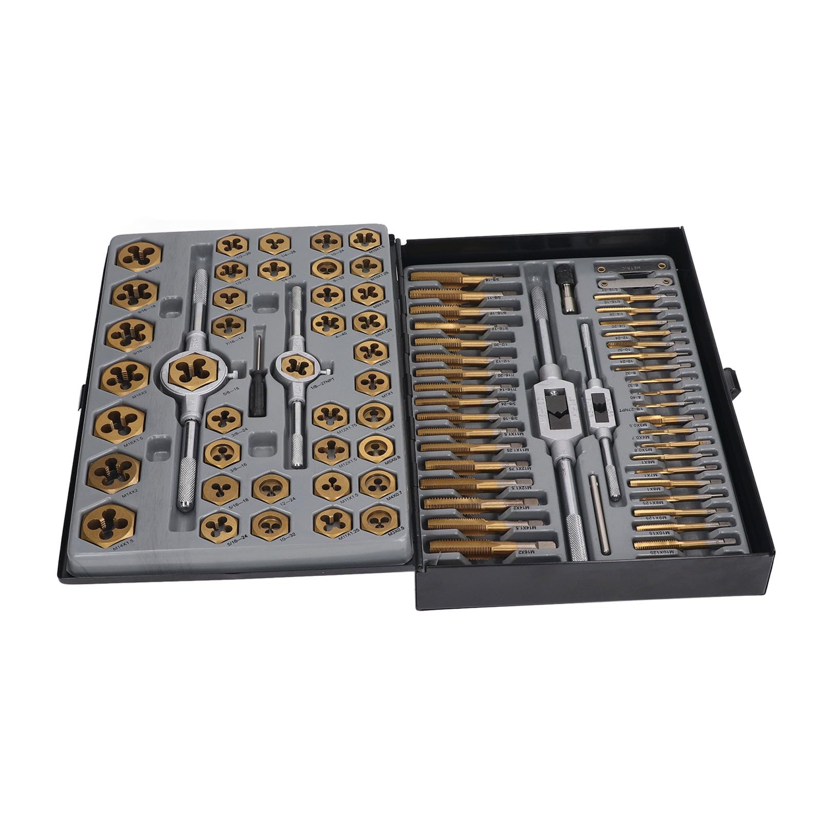 SET DI FILIERE PER MASCHI 86 PZ KIT DI ATTREZZI PER FILETTATURA ESSENZIALE IN CARBURO PLACCATO IN TITANIO PER RIPARAZIONI AUTOMOTIVE