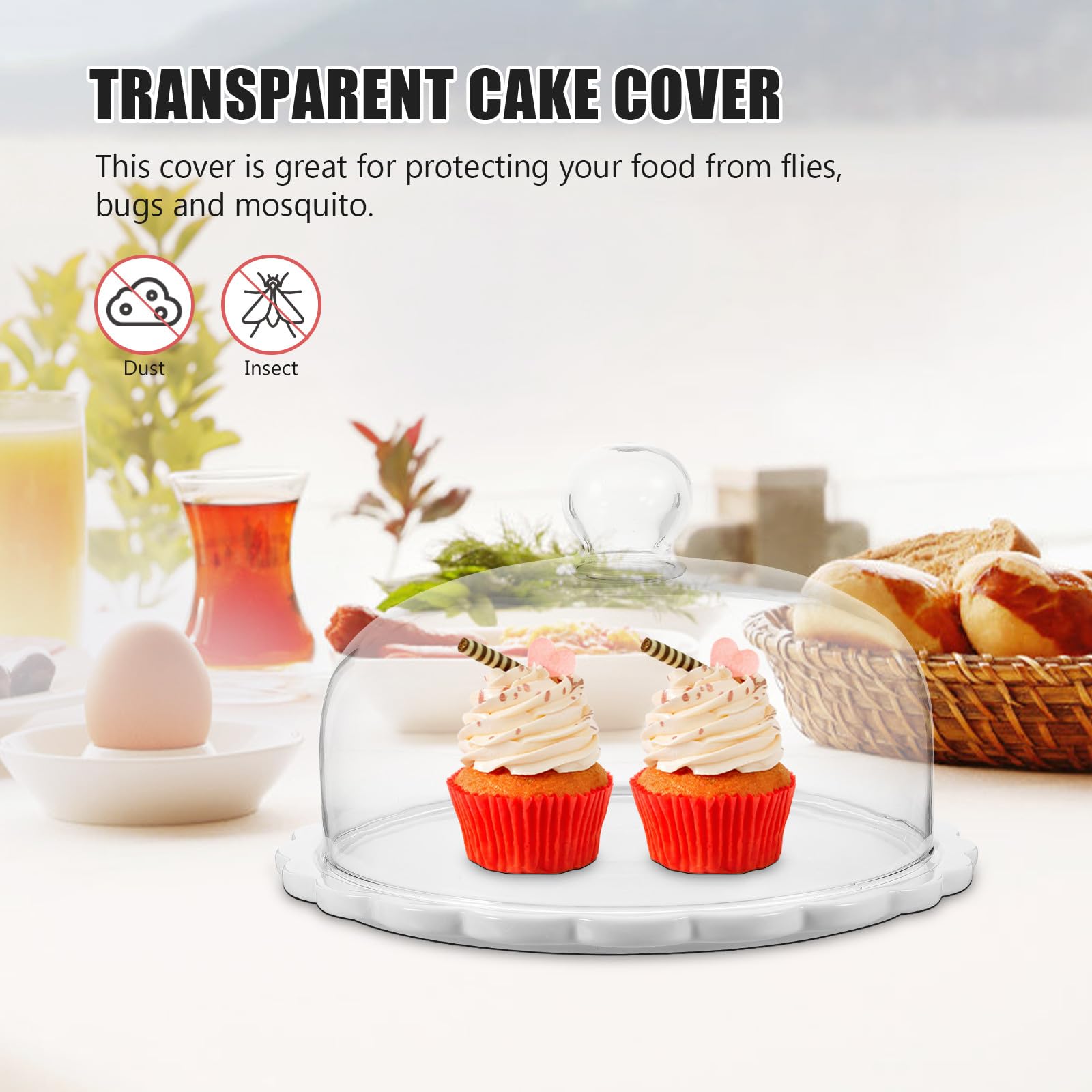 Alzata Trasparente Copertura per Ceramica Torte con in Vetro | Piatto Rotondo per Dessert, Design Delicato in Stile Nordico, Adatto a Cucina e Matrimoni