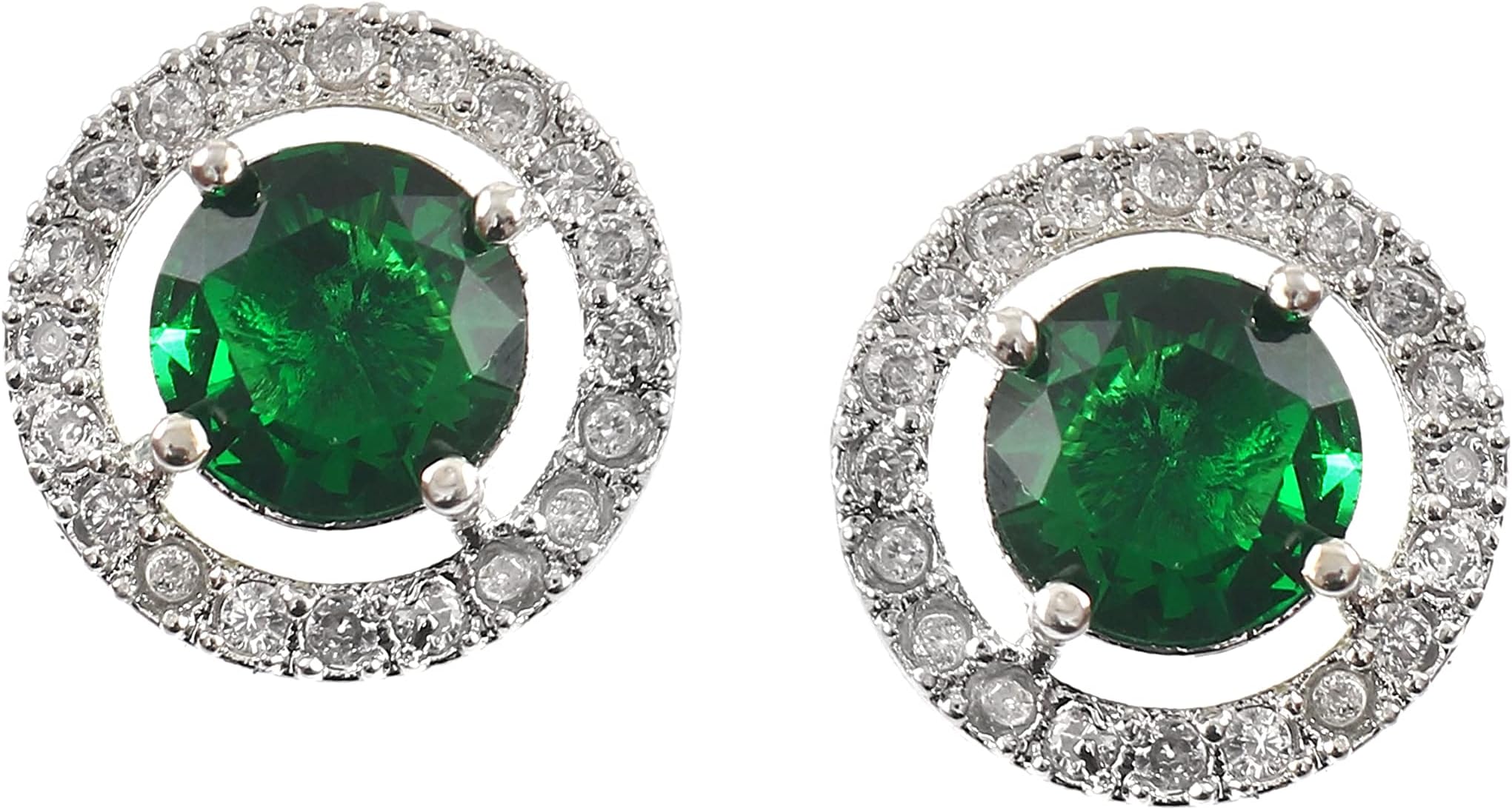 Earrings Silver Plated Round Tops American Diamond Cubic Zirconia Ad Cz Multi-Gemstones Color Stones Cluster Stud Jewelry For Women & Girl