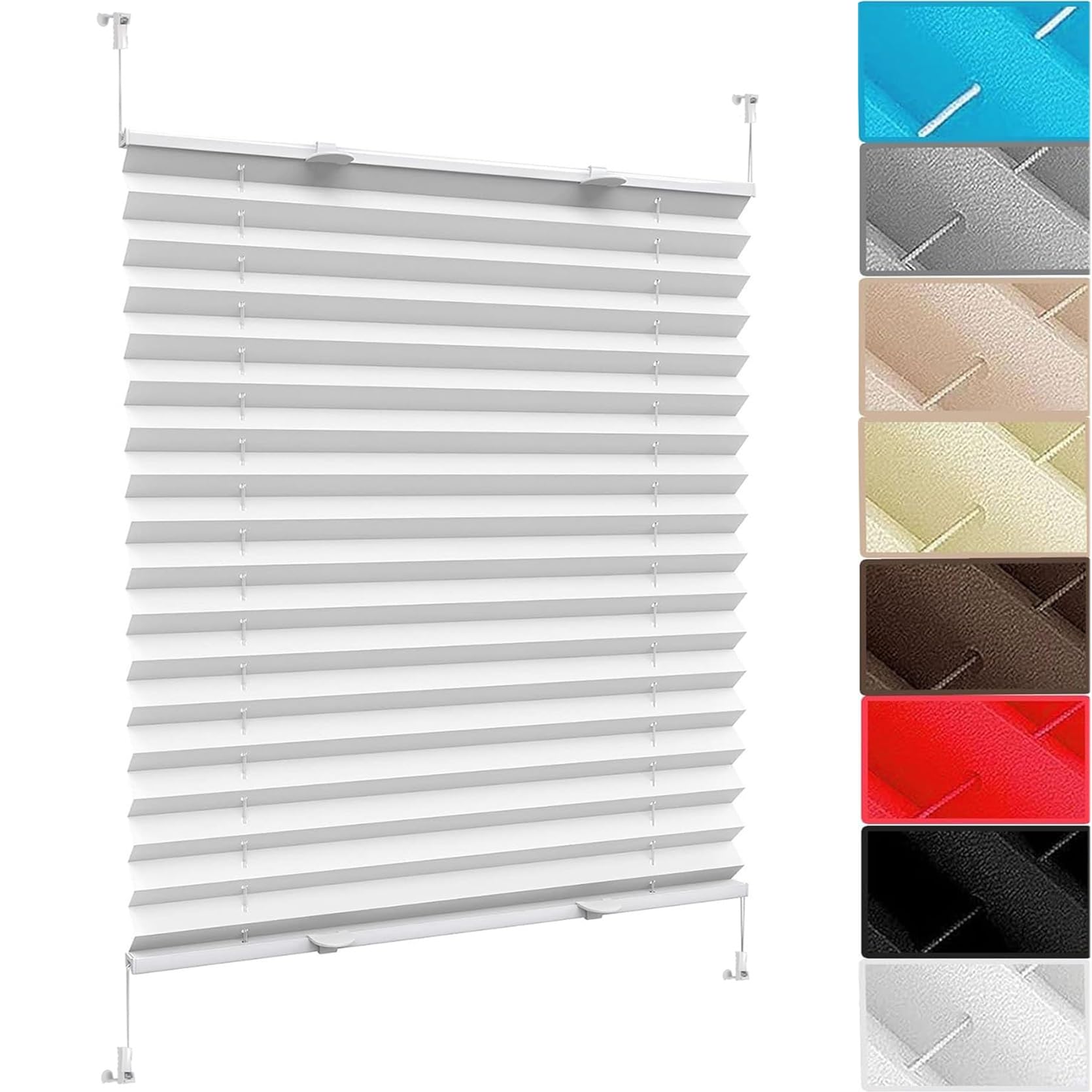 Blackout Blinds Cordless Pleated Blind 35 x 40 cm (W x H), No Tool No Drill Shades Top-Down Bottom-Up, Honeycomb Blinds Pleated Shades, Shade Pleated Curtain, for Window Door, White