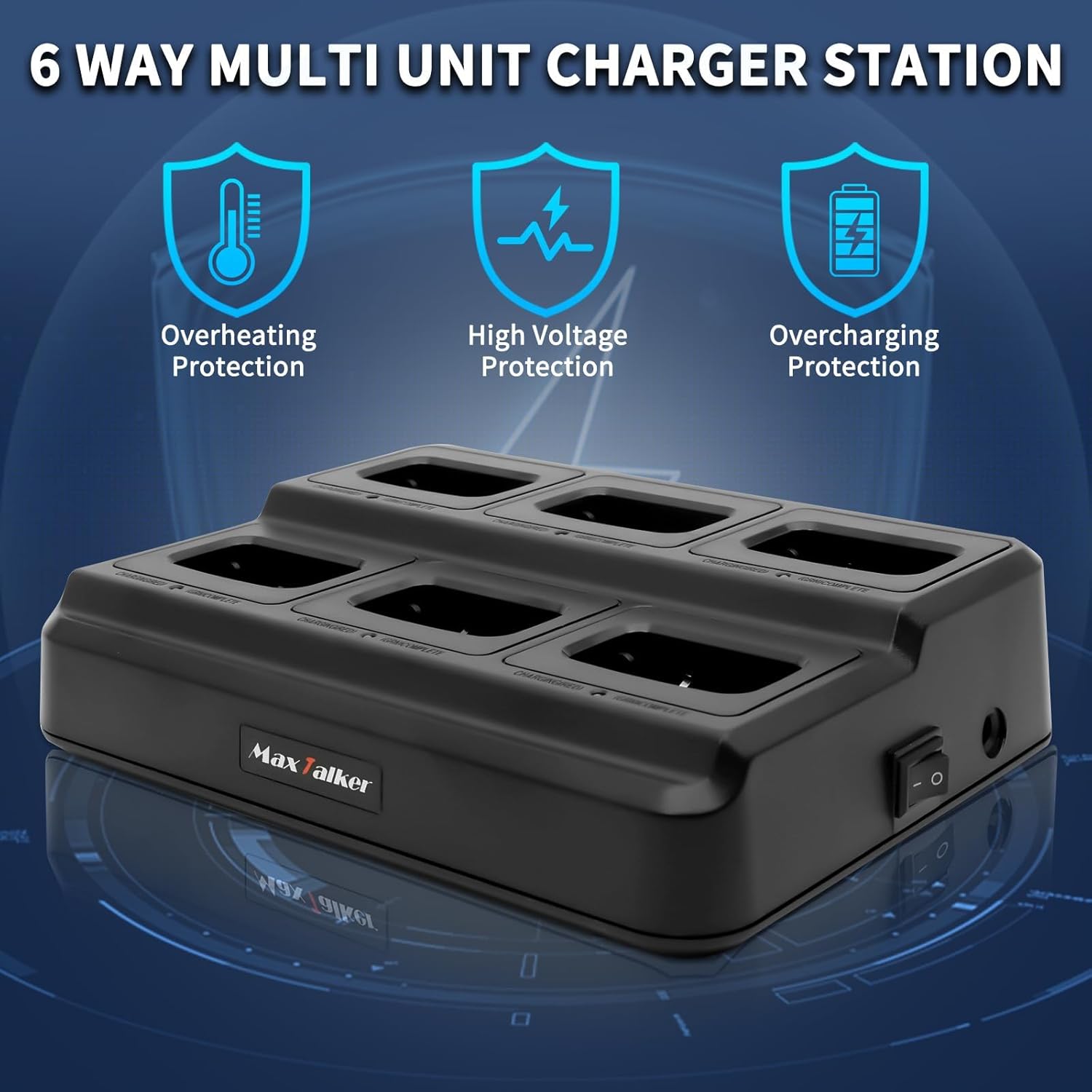 MT-8S Walkie Talkies Long Range for Adults,Rechargeable Walkie Talkie with 6 Way Multi Gang Charger, 1500mAh Li-ion Battery, Earpiece, Flashlight and USB-C Charging (6Pack)