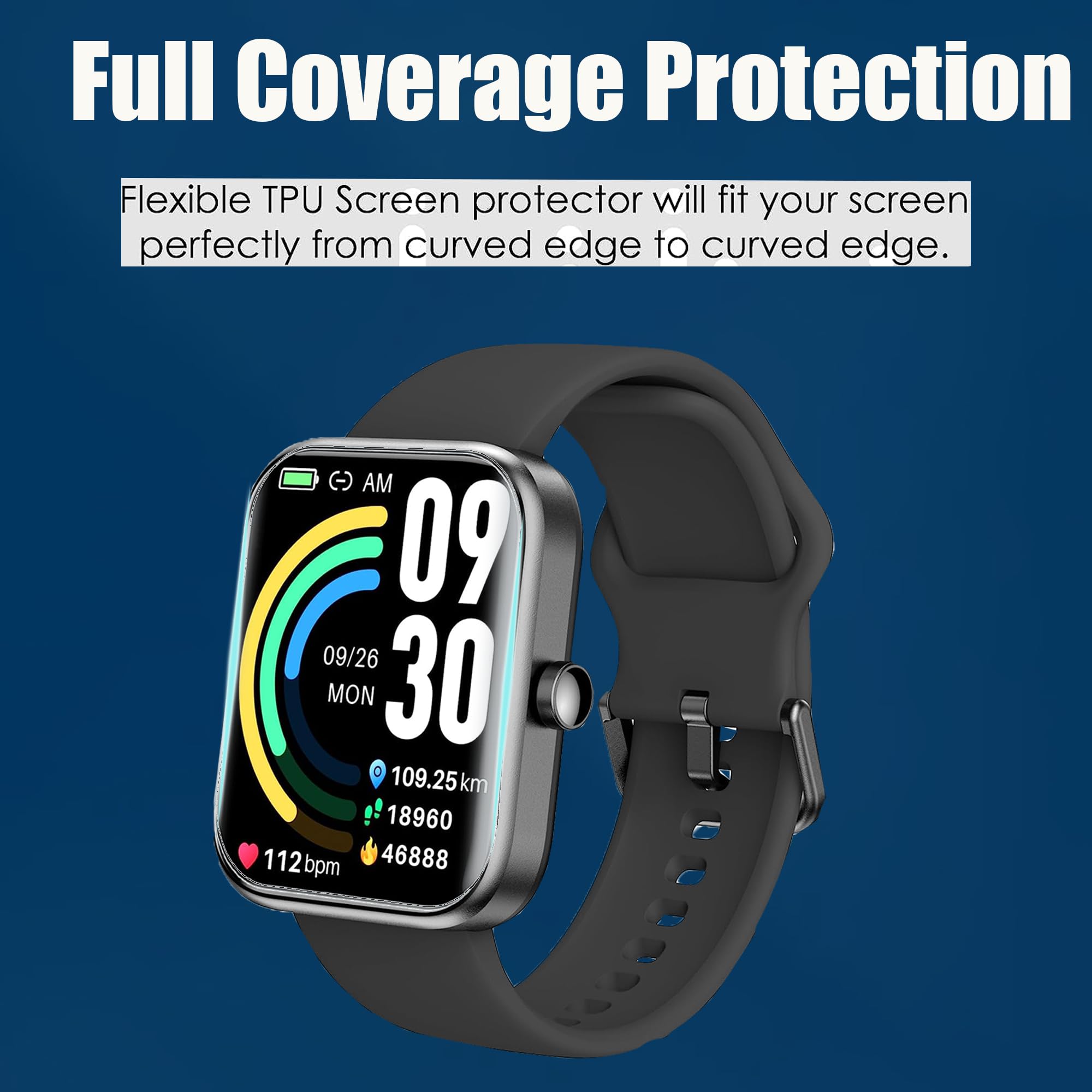 Protections écran TPU Pour Montre Connectée Ignovate A10 (1,83 Pouces) - Lot De 6 Films - Transparent, Anti-traces