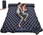 Double Sleeping Pad for Camping, Ultralight Inflatable Mattress with Built-in Foot Pump & Pillow, Portable 2-Person Air Mat, Outdoor Gear for Backpacking, Hiking, Car Traveling, Beach, Tent, Dark Blue
