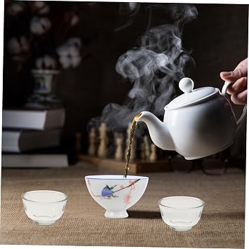 5 Piece High Borosilicate Glass Tea Cups Elegant Drinkware for Home Office