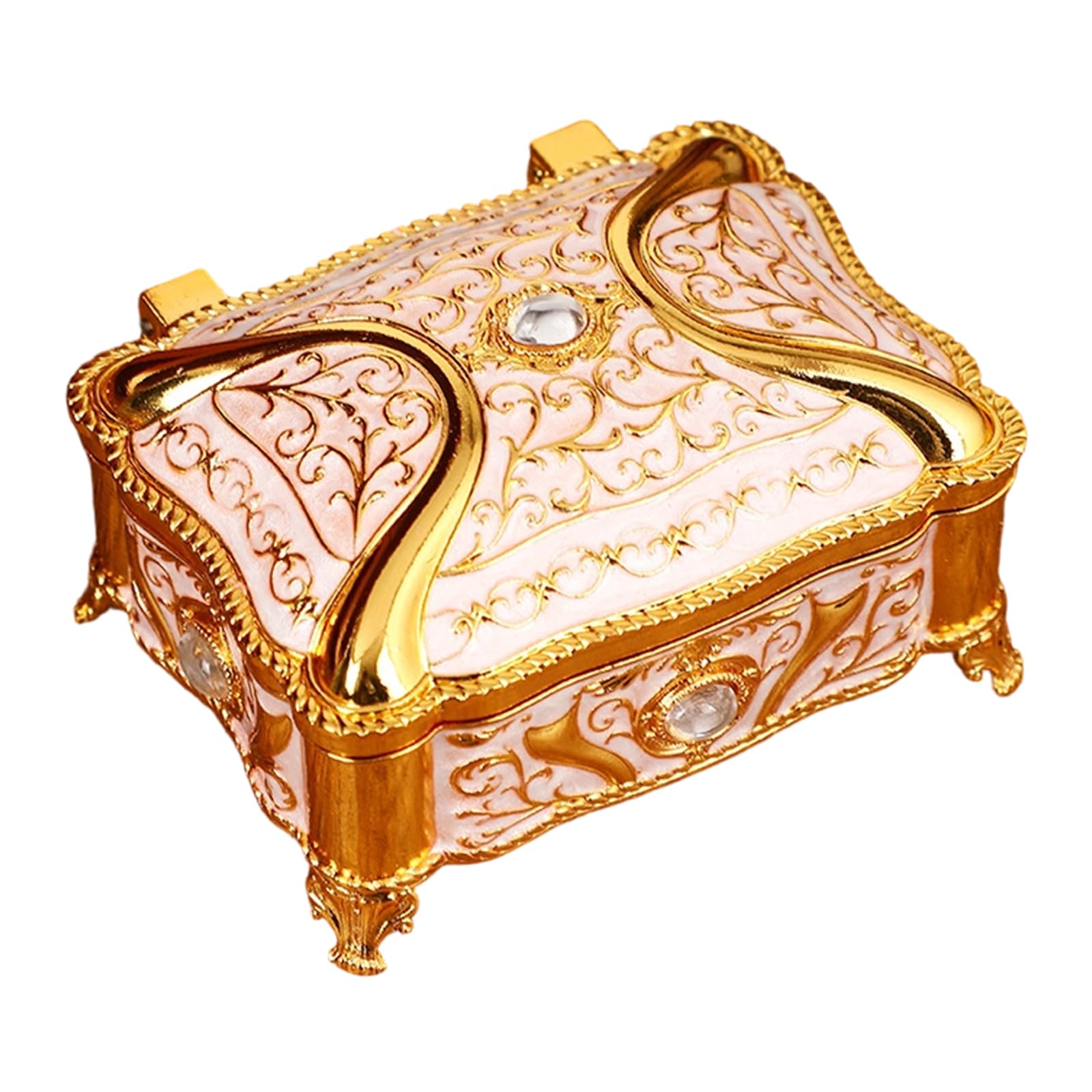 JSGHGDF Sturdy Alloy Jewelry Storage Box Featuring Enameled Floral Pattern Floral Pattern Jewelry Planner