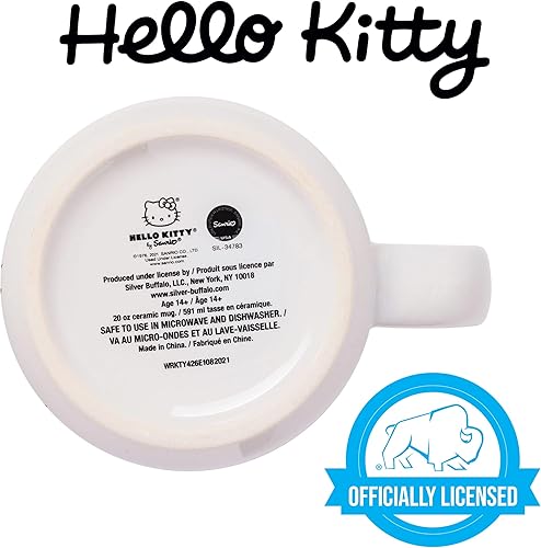 Miniatura 4 de Silver Buffalo Sanrio Hello Kitty Taza de Cerámica Camper, 20 onzas Hello Kitty Hello,Patrón de cuadros Chococat,Corazones de caramelo