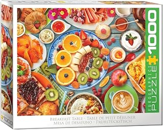Eurographics Breakfast Table 1000-Piece Jigsaw Puzzle, 26.5" Height Finished Size, Blue Board, FSC-Certified, Non-Toxic Vegetable-Based Inks, Made in USA