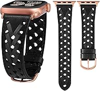 Vista 1 de Wearlizer Correa de cuero compatible con Apple Watch Band de 41/40/38/44/45/46/49/1.654 in para mujeres y hombres, correa trenzada ahuecada