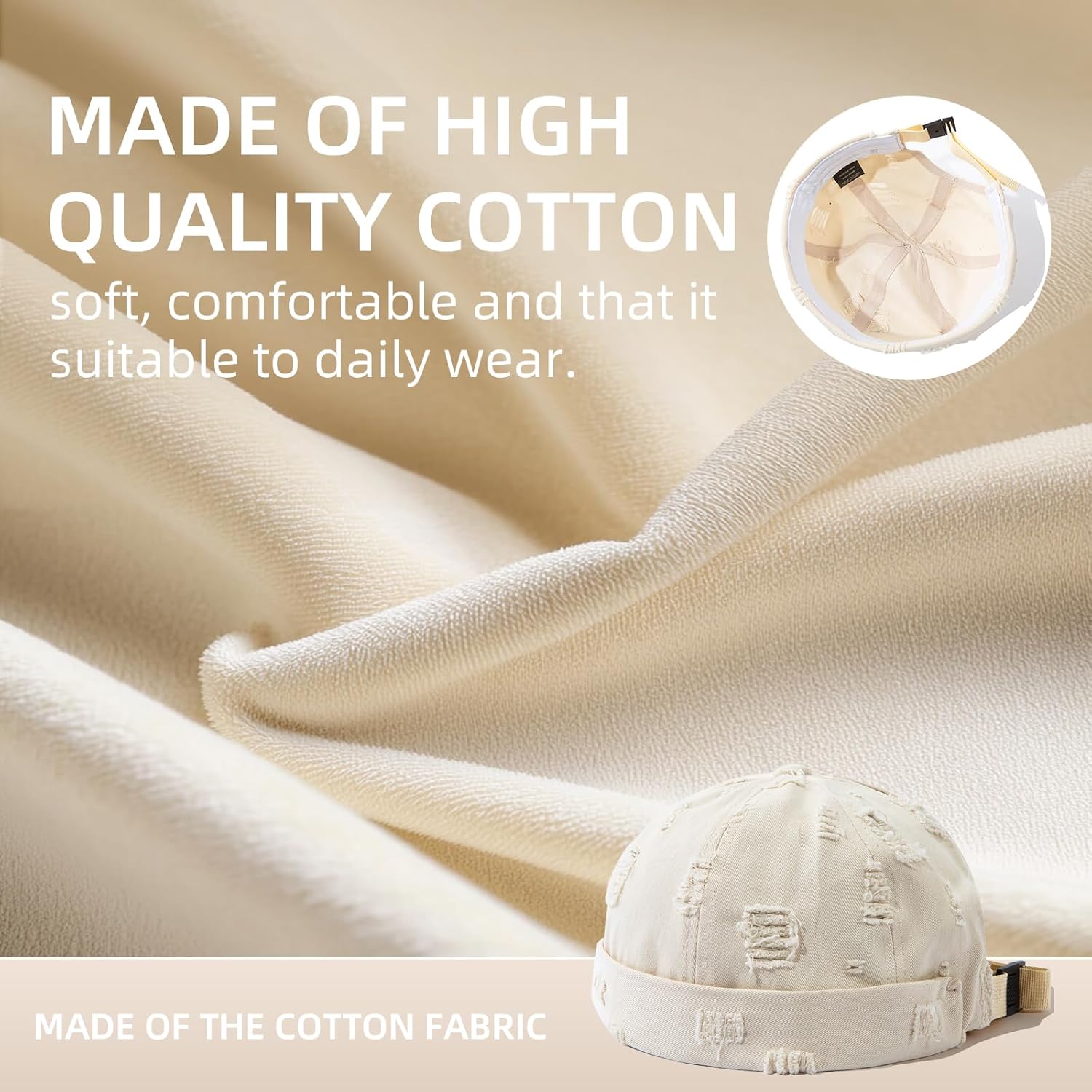 Retro Frayed Brimless Docker Cap Rolled Cuffed Beanie Skullcap Sailor Landlord Hat Casual Lovers Hip Hop Dancing Hats - Image 5