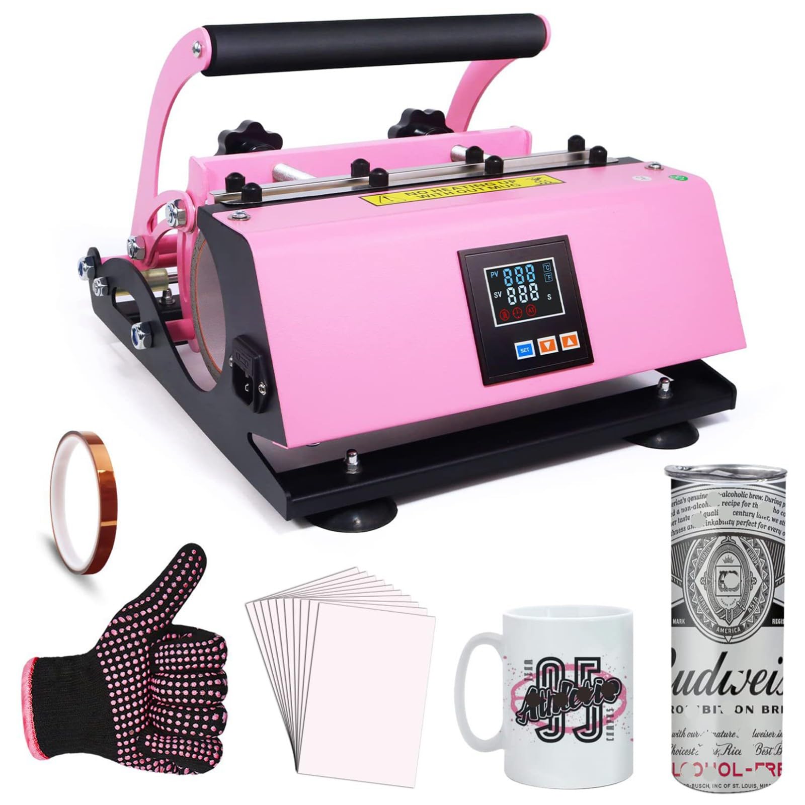 Máquina de Prensa de Calor para Tazas de Café y Vasos 270 * 230 mm 11-30 oz Máquina de Transferencia de Calor Máquina para Hornear Tazas Rectas Manuales Temperatura Ajustable 0-220℃ A,30cm/30OZ