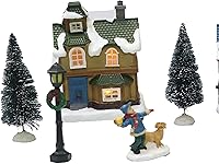 Vista 7 de MOMENTS IN TIME Christmas Village - Juego de 12 piezas, con luces LED, funciona con pilas (no incluidas)