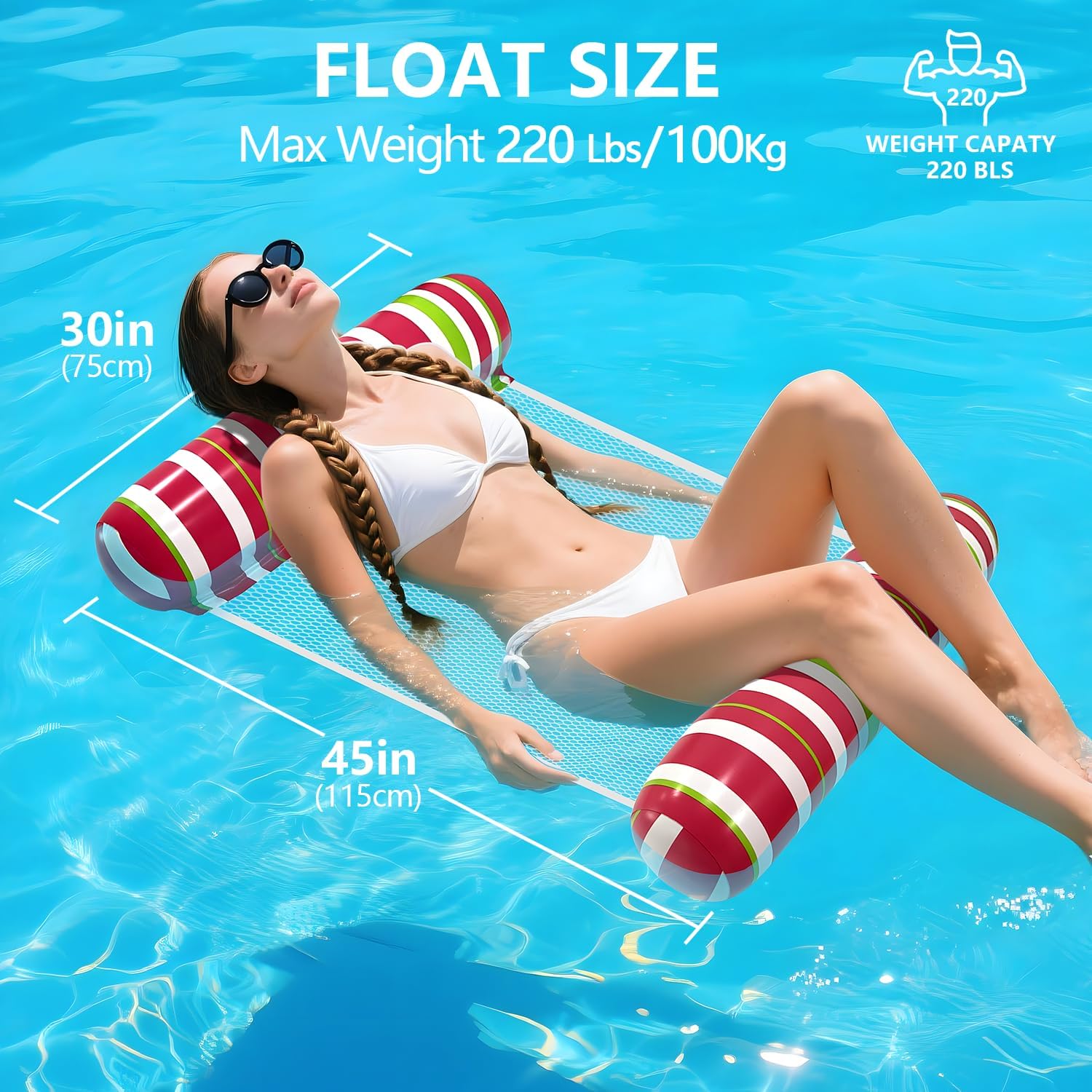 Pool Floaties for Adults - 6 Pack Inflatable Pool Float, Portable Water Hammock, Vacation Must-Haves for Beach, Travel, and Summer Fun