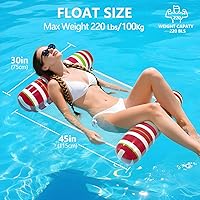 Vista 5 de Adult Pool Floats, Inflatable Water Hammock, Beach Vacation Essentials for Pool, Lake, or Summer Parties