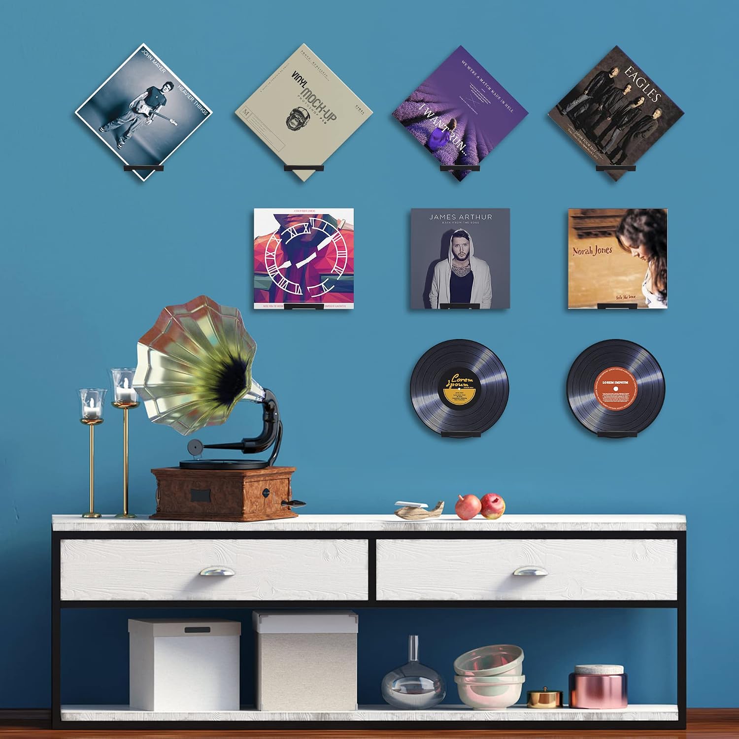 MyLifeUNIT Vinyl Record Wall Mount, 6 Pack Metal Record Holder for Albums Display (Black) image 5