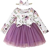 Mioglrie Baby Girl Tutu Tulle Dress - Newborn Toddler Long Sleeve Fall Winter Playwear (3-24 Months)