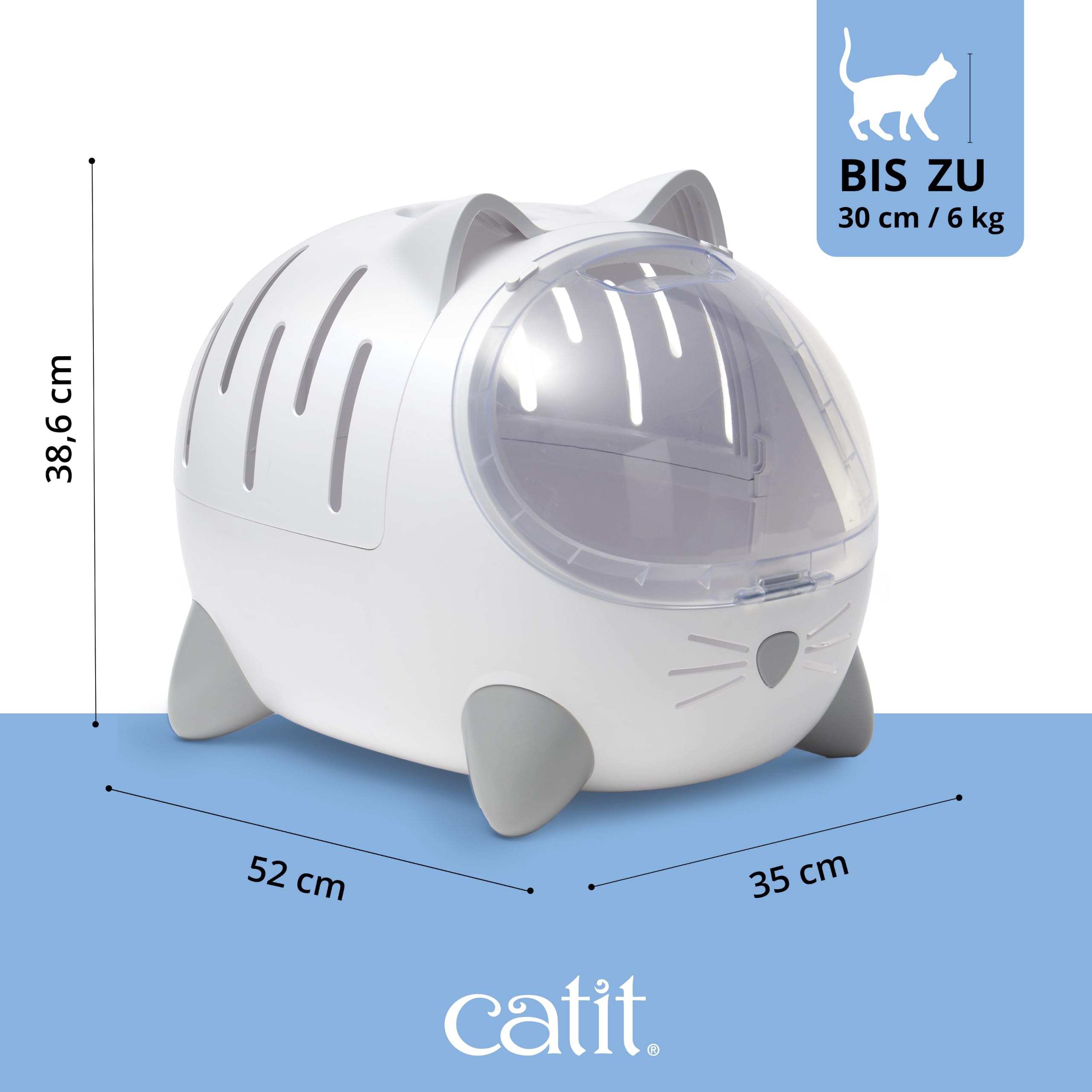 Catit PIXI MIO Katzentransportbox & Katzenbett 2-in-1, stressarme Transportlösung für Katzen bis 6 kg, grau