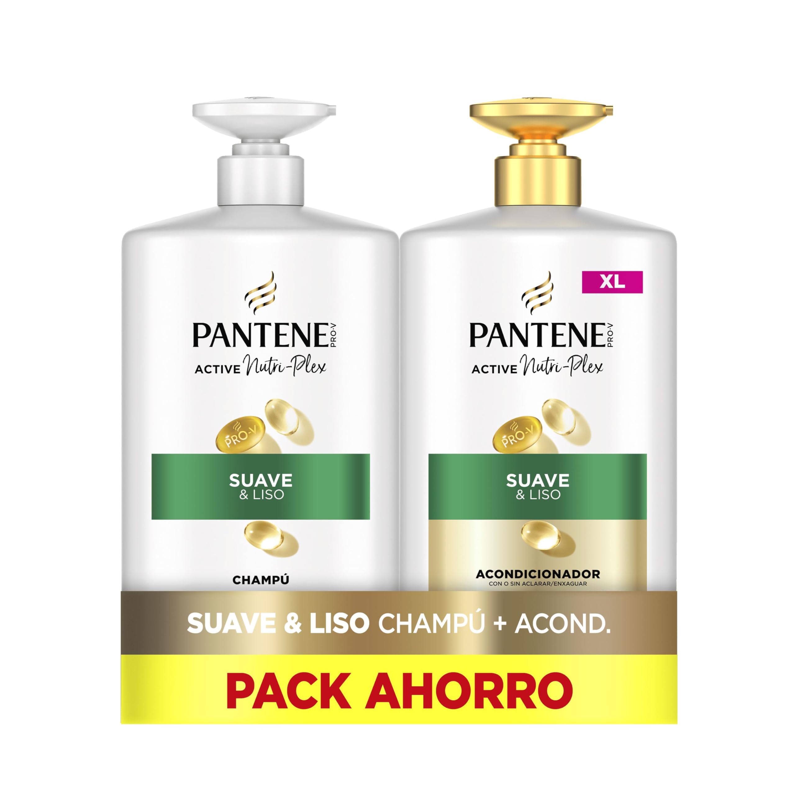 Pantene Pro-V Sanftes und glattes Shampoo 1000 ml und Conditioner, 800 ml, mit Spender, krauses und ausschaltendes Haar
