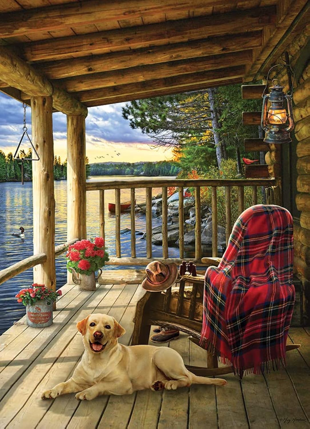 Cobble Hill 1000 Piece Puzzle - Cabin Porch - Sample Poster Included
