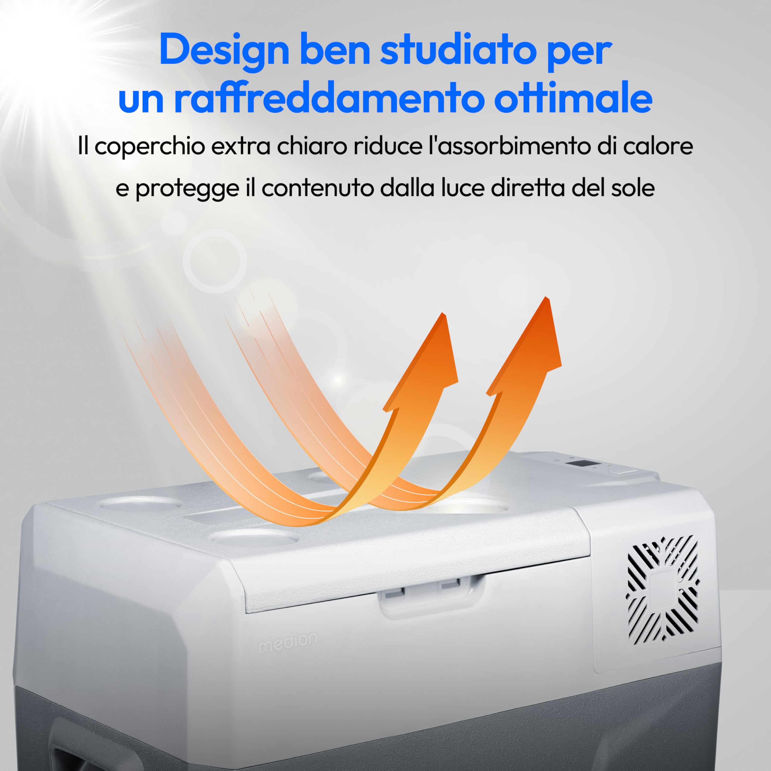 MEDION Frigo portatile con compressore (elettrico, 39 litri di spazio, 60 watt, da -20°C a 20°C, display a LED, USB, adattatore da 230V 12V 24V per auto, camion, camper, campeggio (MD13111)