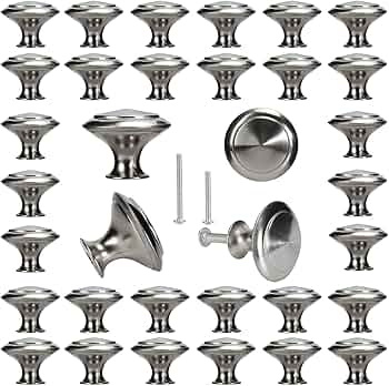 BEIUTAO 35 Pack Cabinet Knobs, Knobs for Cabinets and Drawers, Kitchen Cabinet Knobs, Brushed Nickel Zinc Knobs with 70 Screws, Modern Drawer Knobs for Cupboard Door, Dresser, Drawer