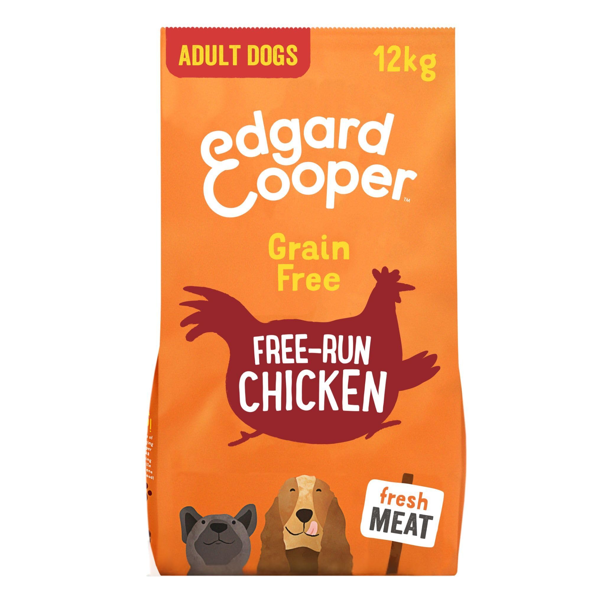 Edgard CooperGrain Free Dog Food Dry, (Chicken 12kg), Natural Kibble Dry Dog Food for Adults, Gluten-Free, Hypoallergenic, with Fresh Meat & Amino Acids