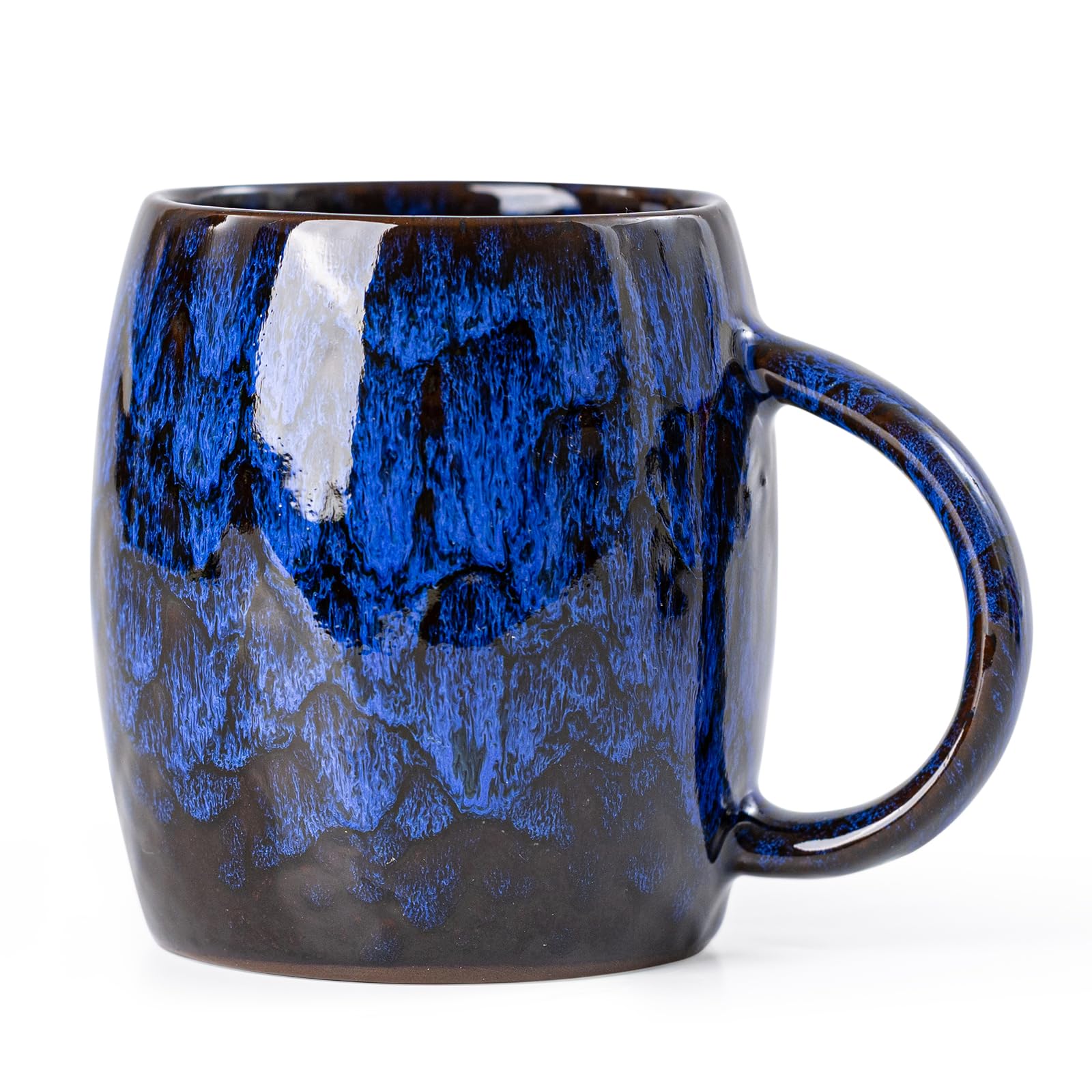 Midnight Blue Ceramic Coffee Mug 15oz - Handcrafted Artisan Mug with Large Comfortable Handle, Unique Design for Coffee Lovers, Dishwasher Safe