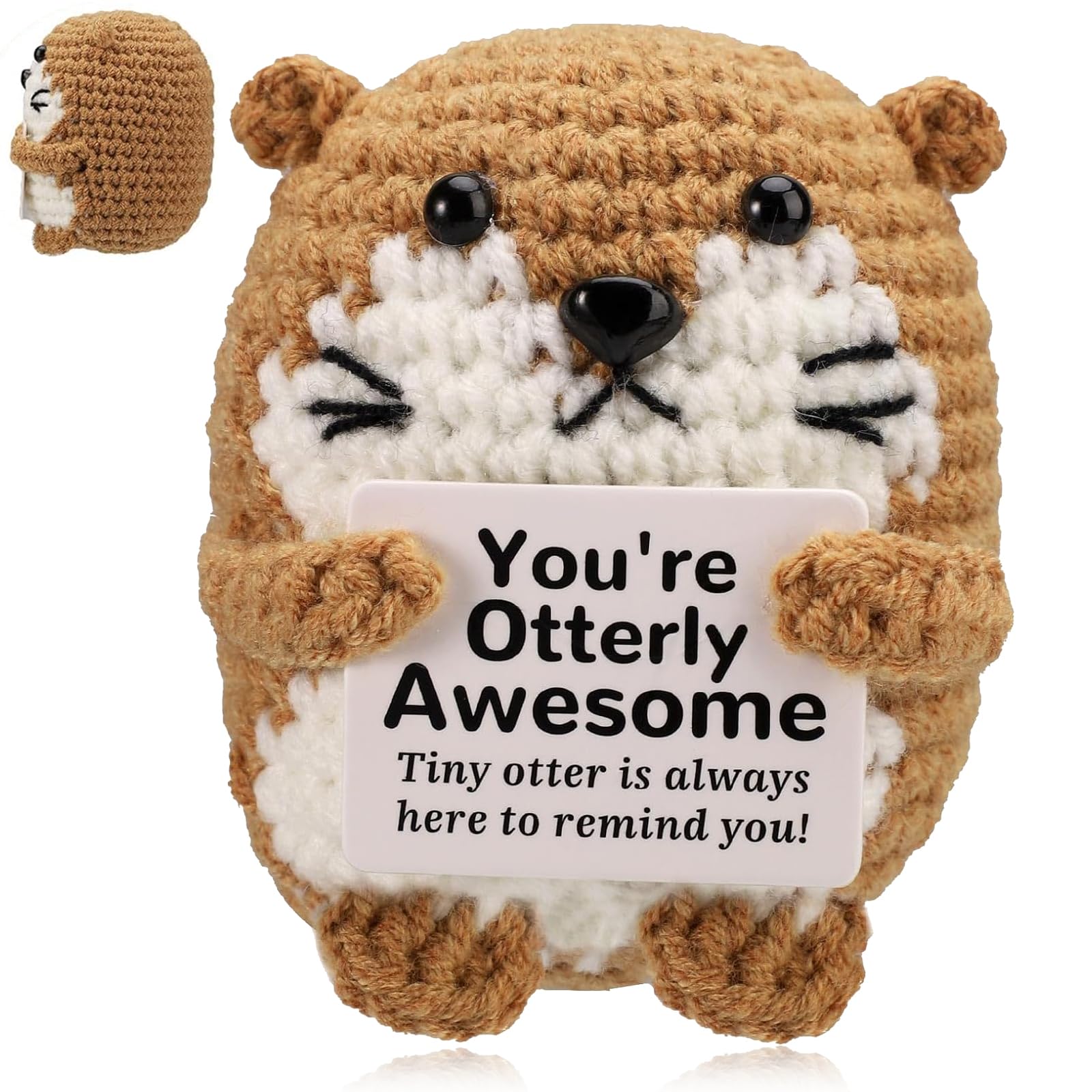 OttersPositive Crochet Animals,Knitted Otter Crochets with Support Card,Mini Emotional Support Gift,Funny Emotional Doll Positive Sea Otter Toy for Office Decor,Encouraging Gift,Positive Gifts [Premi