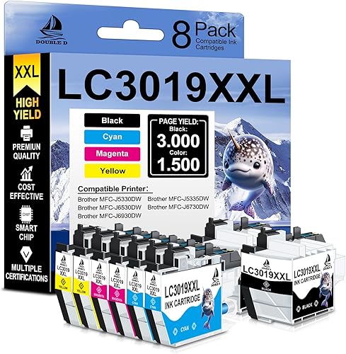 DOUBLE D LC3019 XXL Reemplazo compatible para cartuchos de tinta Brother LC3019 LC3019XXL de gran rendimiento para Brother MFC-J6930DW MFC-J6530DW