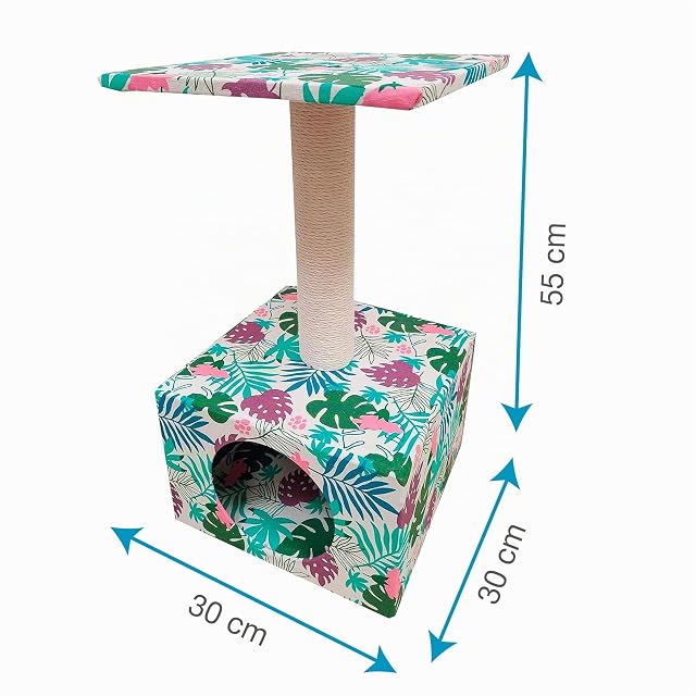 Foto 2 de 5 de Croci Tropical Cave - Rascador Alto de Columna de 55 cm con Perrera para Gatos Adultos Grandes y pequeños…