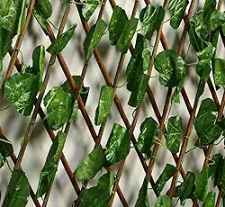 Treliça Sanfonada Painel Madeira Expansível Cerca Hera Gradil De Plastico Com 2m (Lisa Redonda)