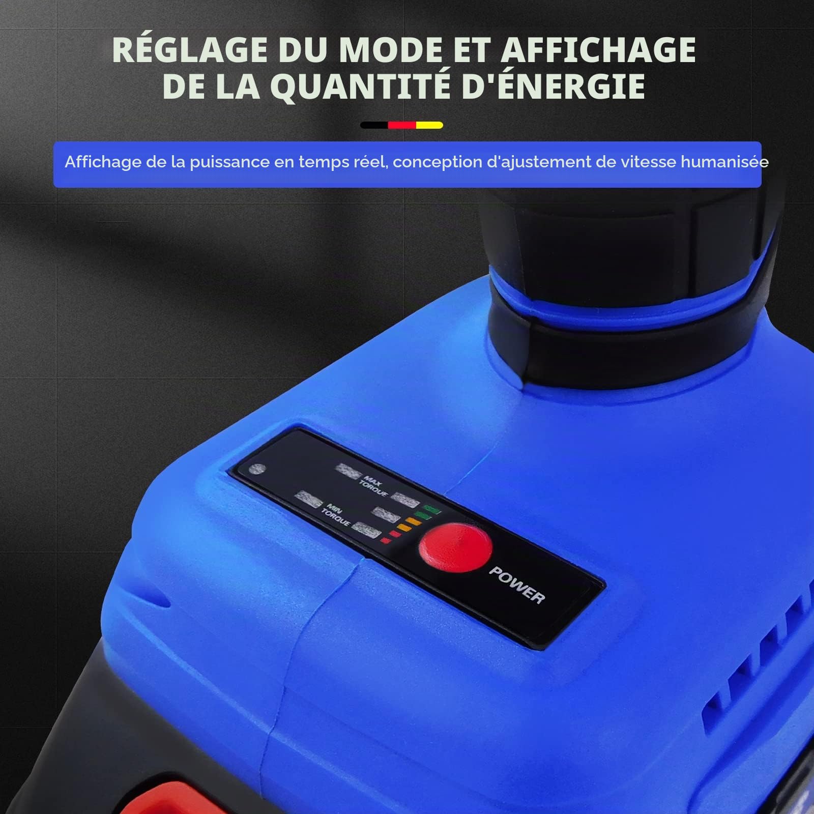 Clé à Chocs Sans Fil Brushless pour Réparation de Voiture, 420Nm Boulonneuse Electrique avec 2x Batteries 6,0Ah 21V, Pistolet à Écrou de Roue, Clé Électrique avec 4 Douilles+12 Embouts de Pilote, Bleu