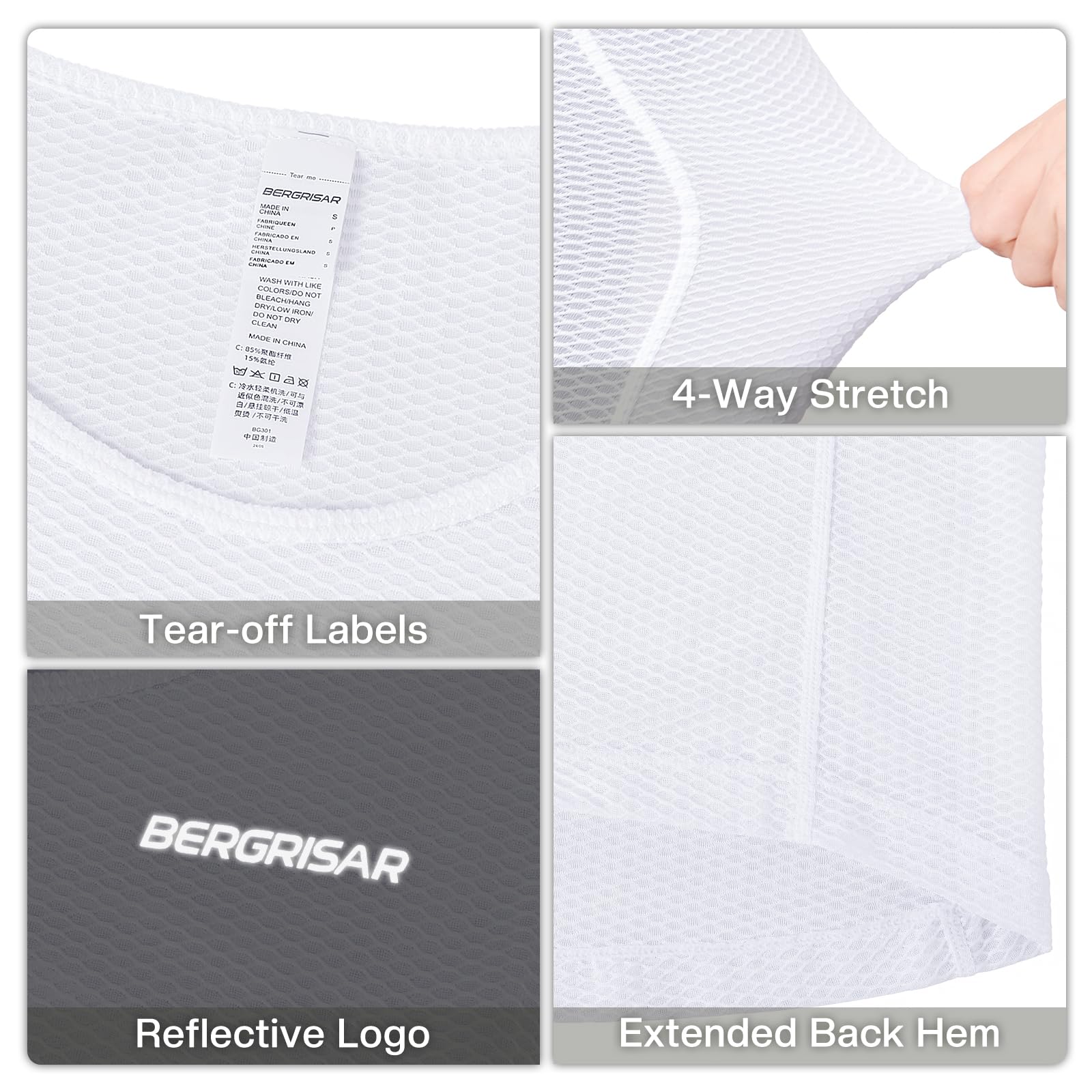 BERGRISAR Camiseta Interior de Ciclismo Hombre Sin Mangas, Malla Transpirable para Bicicleta de Carretera, MTB, Running y Gimnasio