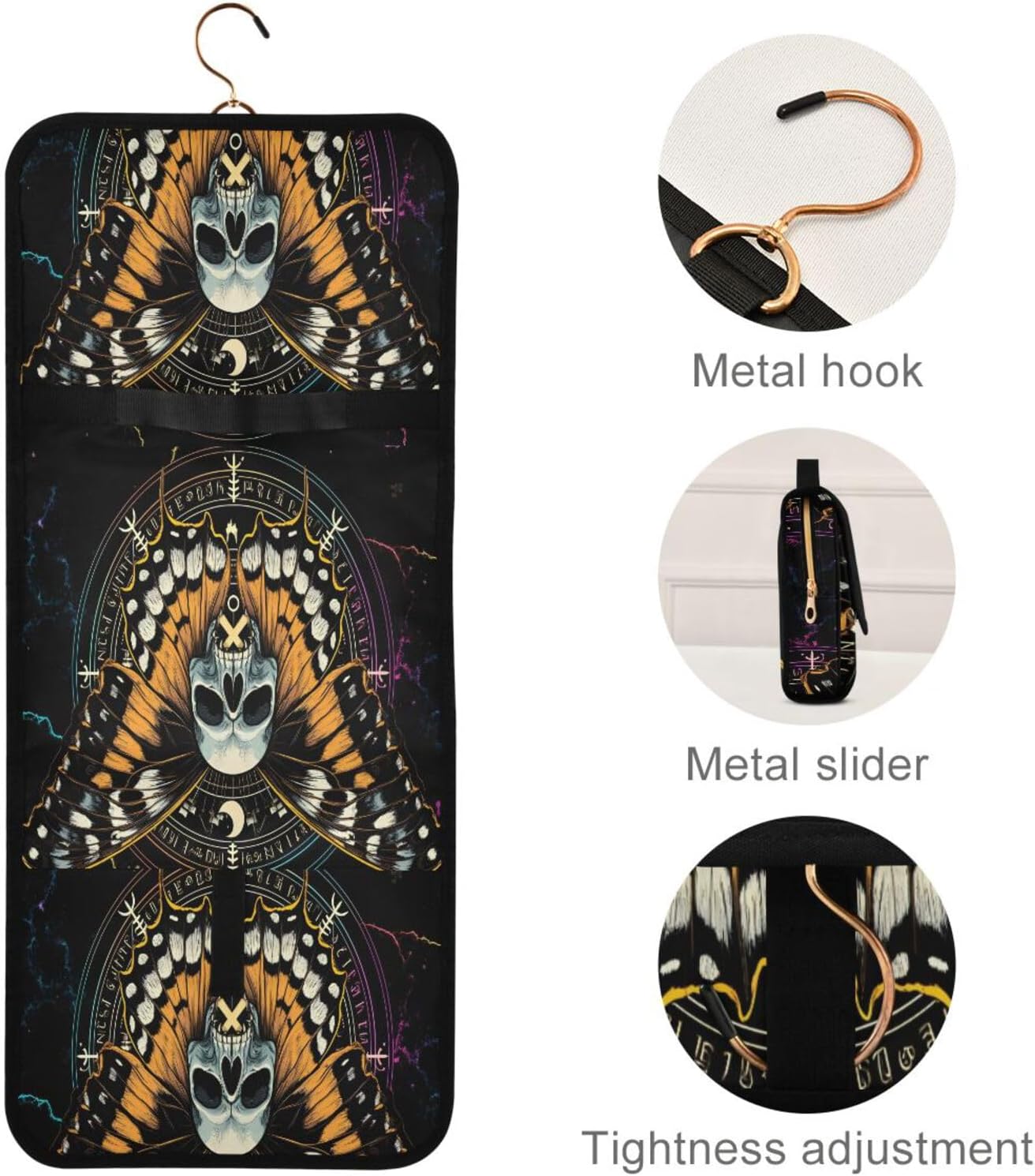 MNSRUU Toiletry Bag Mysterious Skull Horoscope Hanging Makeup Bag for Toiletries 3 PCS Travel Toiletry Organizer Bags Portable Clear Toiletry Kit