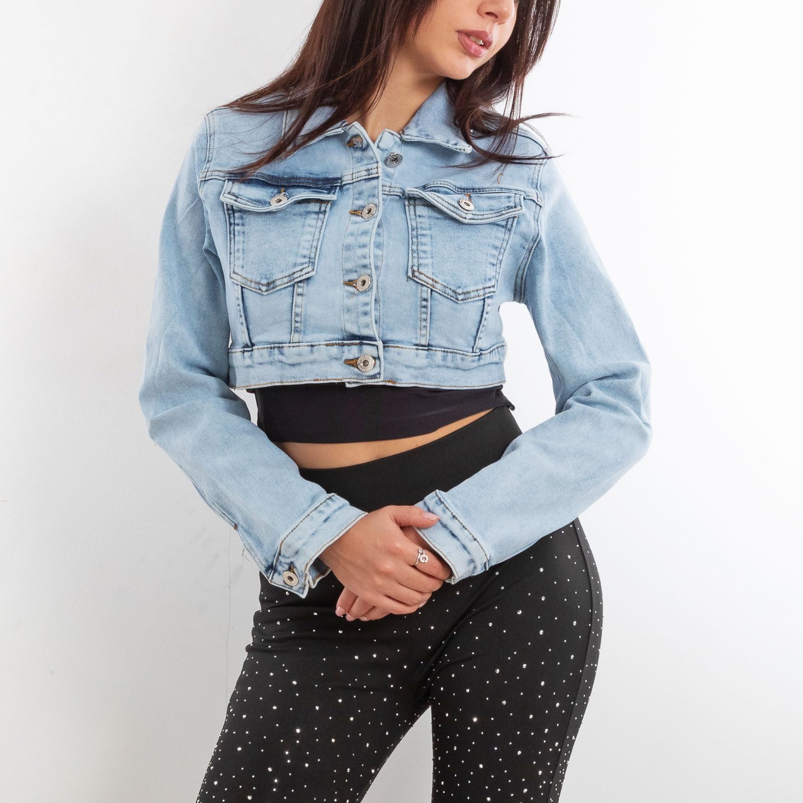 Toocool - Giacca Jeans Donna Denim Giubbino Corto Giubbotto Aderente Slim Fit Nuovo H510