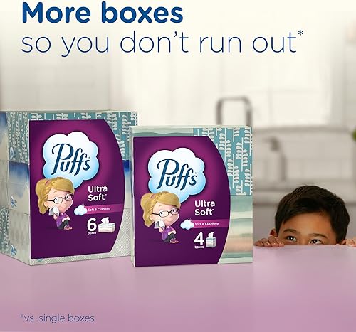 Miniatura 9 de Puffs Pañuelos faciales ultra suaves, 18 cubos, 56 pañuelos faciales por caja