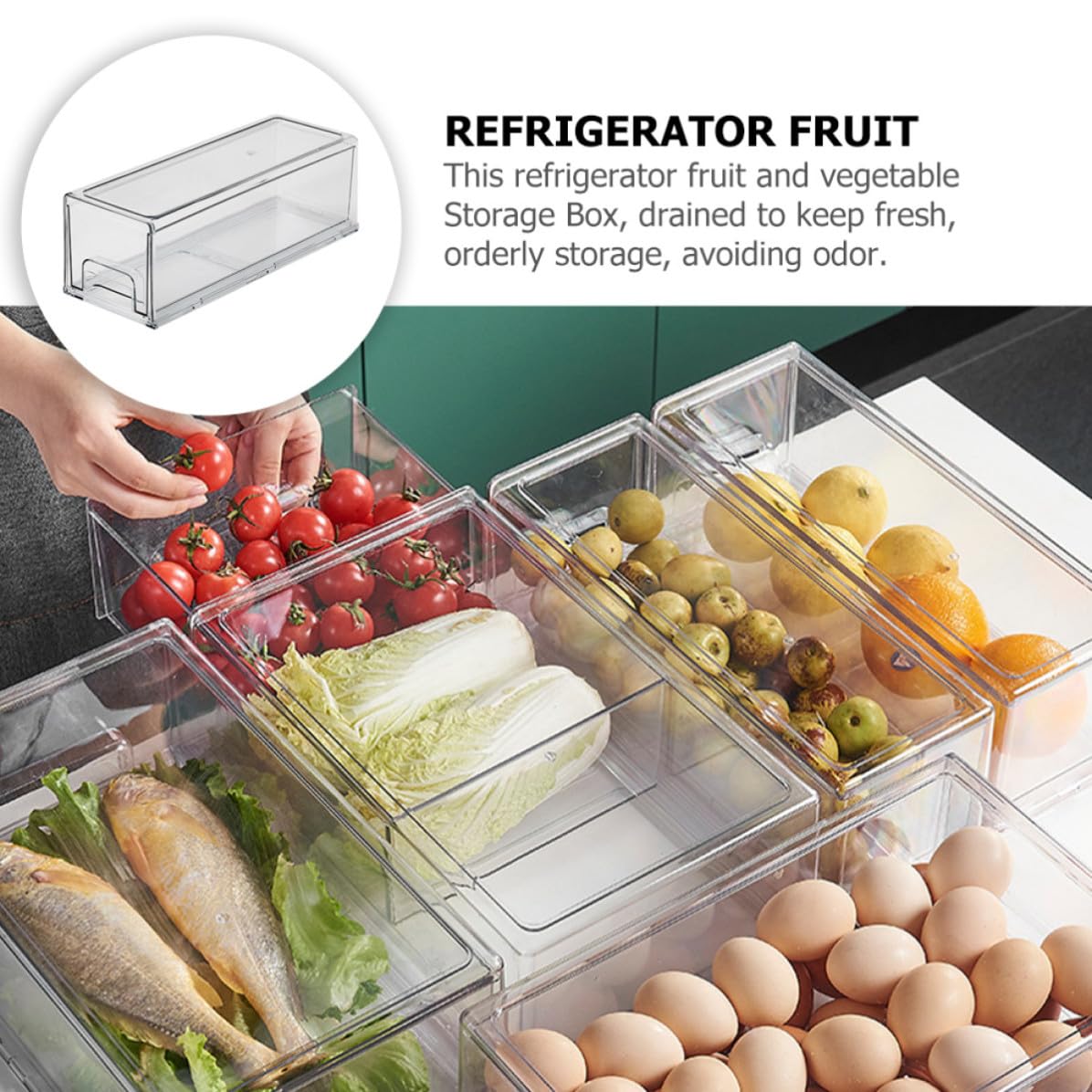 SUPVOX Caja de Almacenamiento de Pet Gran Capacidad para Refrigerador Organizador Transparente y Sellado Hermético para Frutas y Verduras en Encimera o Despensa