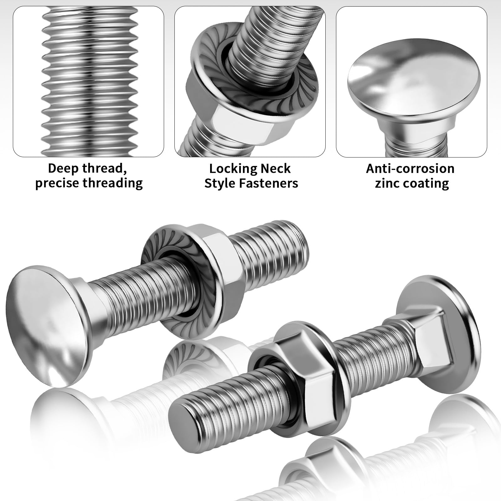 ddckj M5 Coach Bolts M5 x 30 mm Carriage Bolts 25 Pcs Coach Bolt with Flange Hexagon Nuts,for Industrial Machinery Construction Home Decoration - Image 3