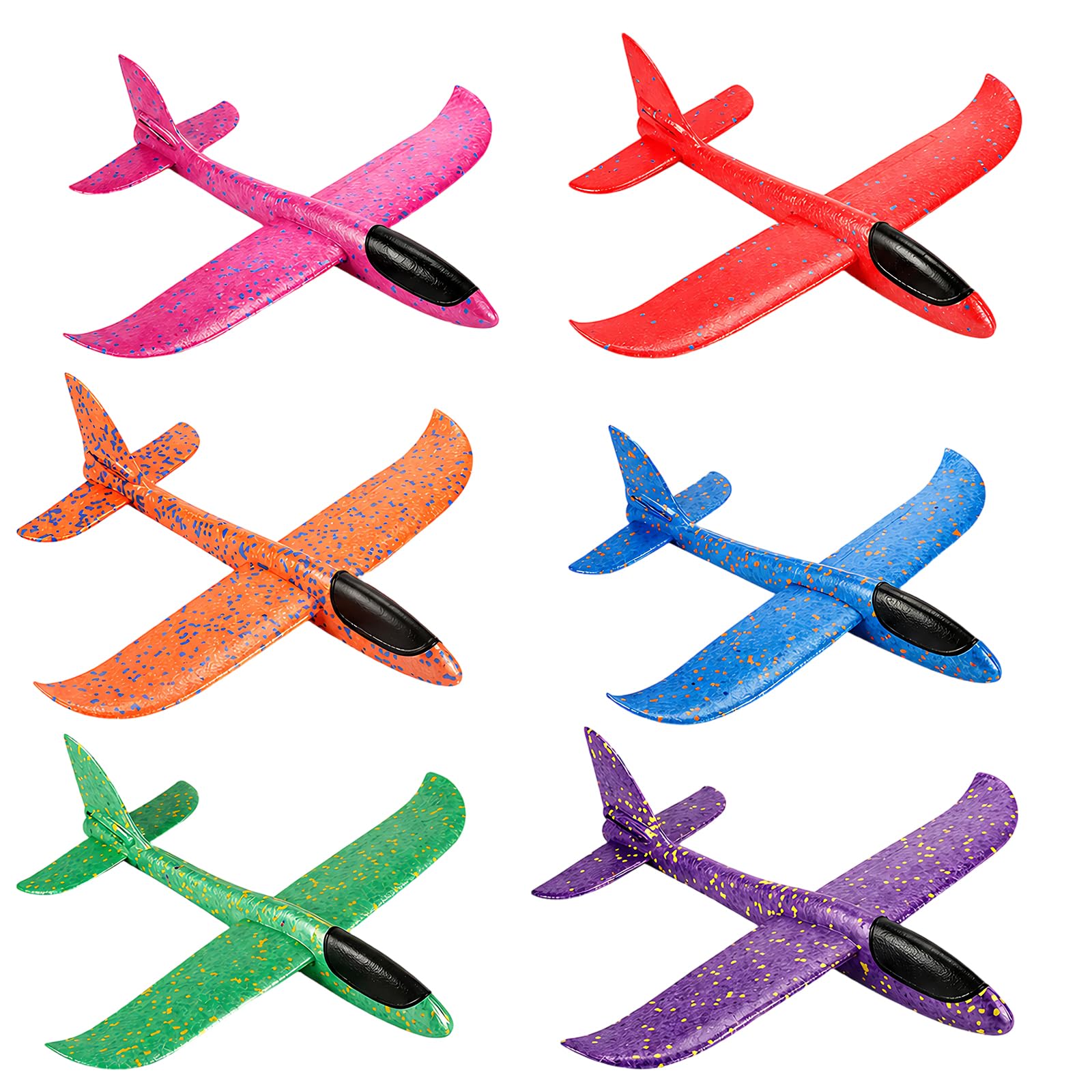 TUBAWD 6PCS Foam Plane, 24cm Foam Glider Planes, Airplane, Foam Plane, Random Colours, Garden Activity Set, Family Fun Games