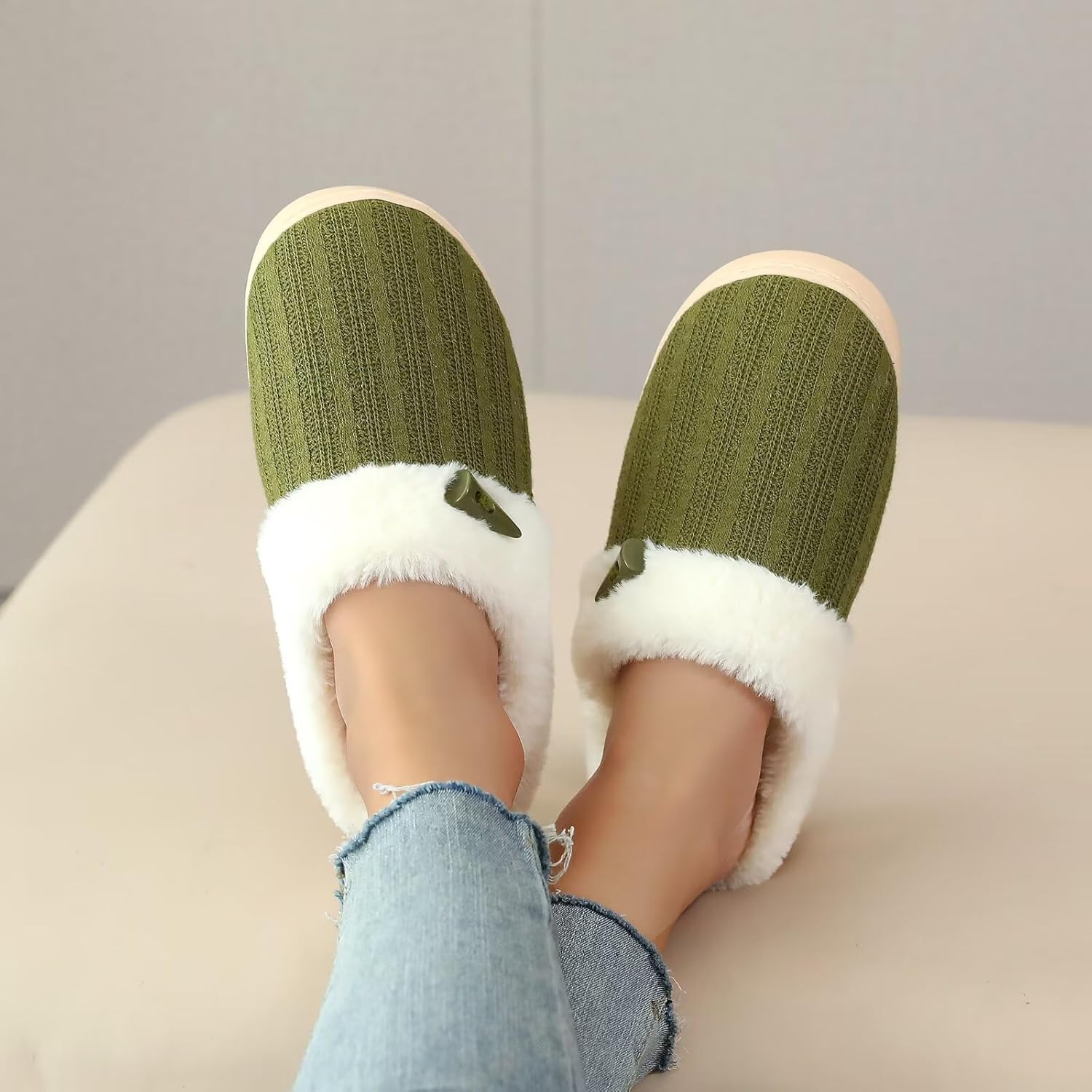 NineCiFun Women's Slip on Fuzzy Slippers Memory Foam House Slippers Outdoor Indoor Warm Plush Bedroom Shoes Scuff with Faux Fur Lining - Image 2
