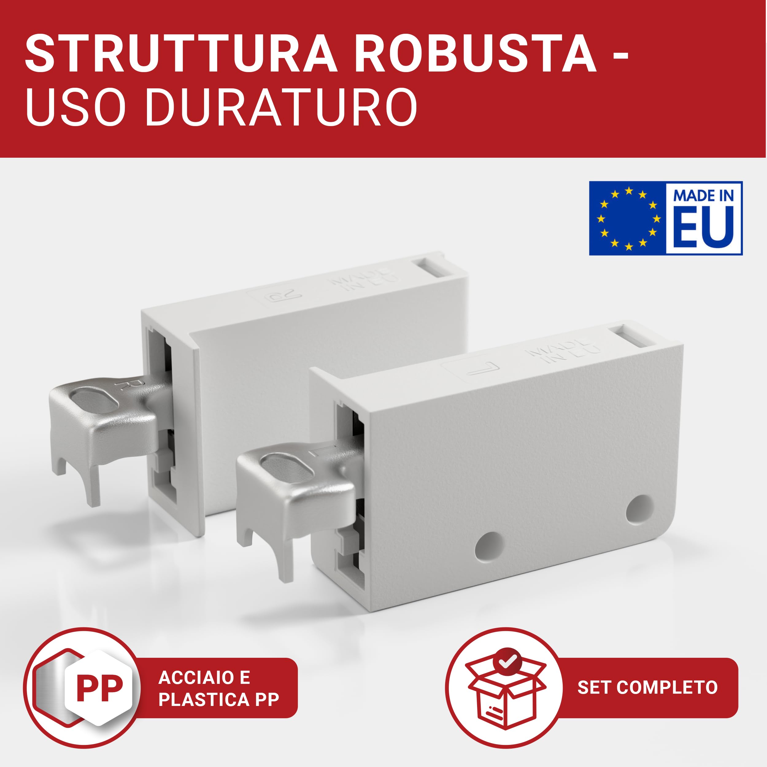 LouMaxx Set di ganci per armadio da cucina e pensili da cucina, con portata di 60 kg, con sistema di scaffali, guide da parete e materiale di montaggio – Made in EU
