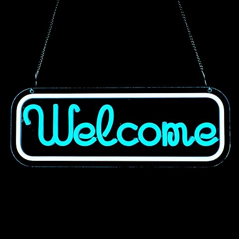 Welcome Neon Sign,15.7 Inch Giant Welcome Light up Sign - Cool Neon Light Wall Decor for Home Karaoke Bar Restaurant Pub Cafe Salon Game Room, USB Powered (15.7 x 5.5 inches, 1Pack)