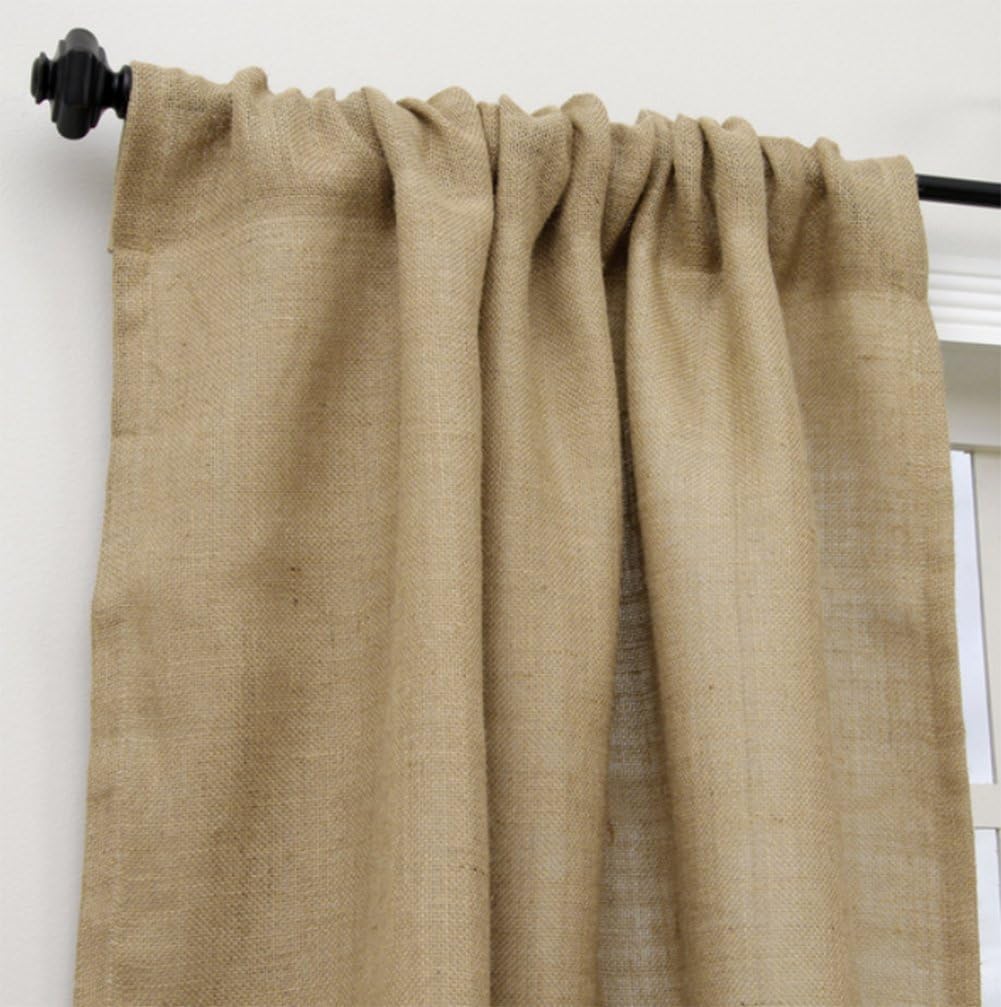 Fennco Styles Natural Passe-Partout Burlap Lined Curtain Drape Panel 42 x 96 Inch, One Piece for Bedroom, Living Room, Patio Door Backing Sliding Glass Door Drape